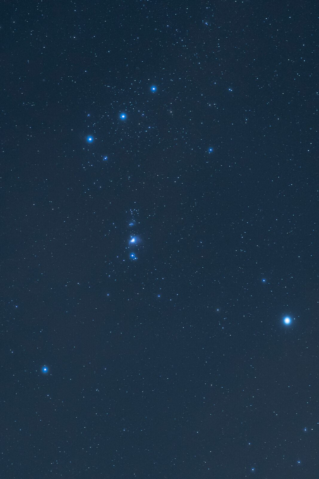 The Orion constellation in a clear night sky